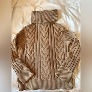 Banana Republic Factory Camel Cable Knit Turtleneck Sweater (M)